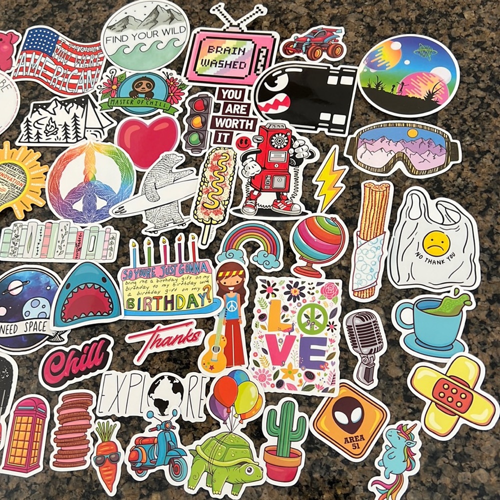 Assorted Stickers / Water Bottle Sticker Bundle (75)